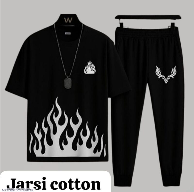 Men's Cotton Gersey Track Suit -2 Pcs with graphic sublimation